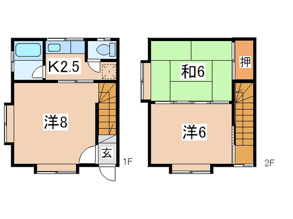 高松四丁目 徒歩9分 1-2階の物件間取画像